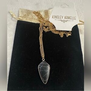 NWT Kinsley Armelle Maxi Collection Stella Necklace Black Howlite 26”